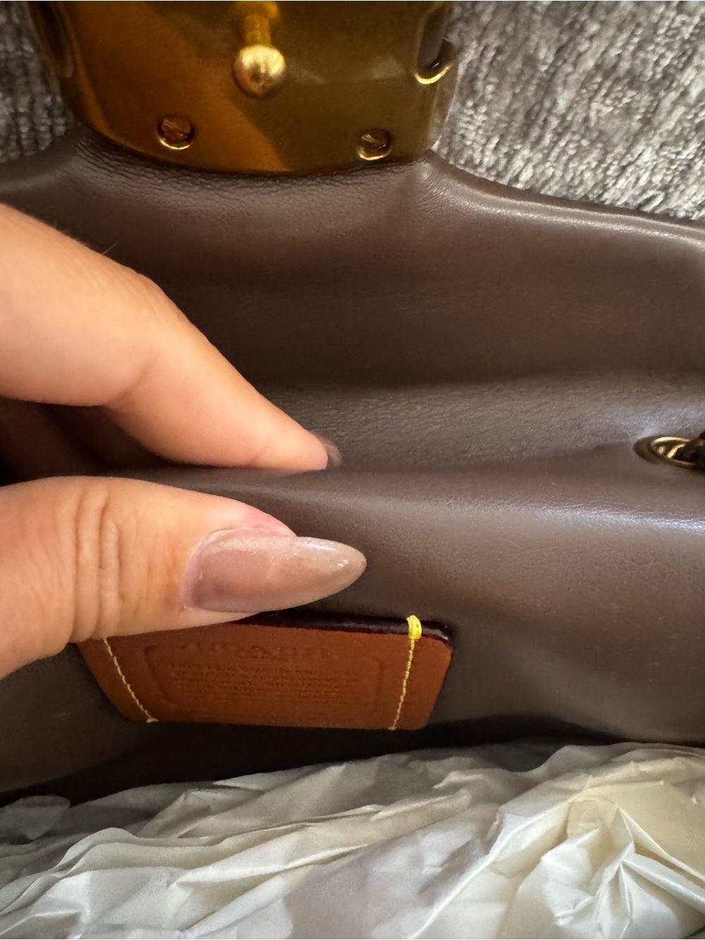 Coach Quilted Tabby Suede Shoulder Bag in Rust - Picture 5 of 11